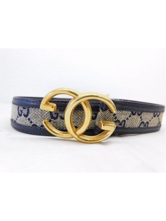 Gucci Vintage Belt GG Interlocking 70 Navy Gold
